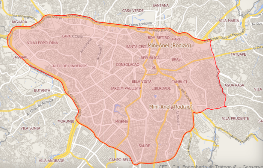 Bairros de São Paulo com rodízio de carros.