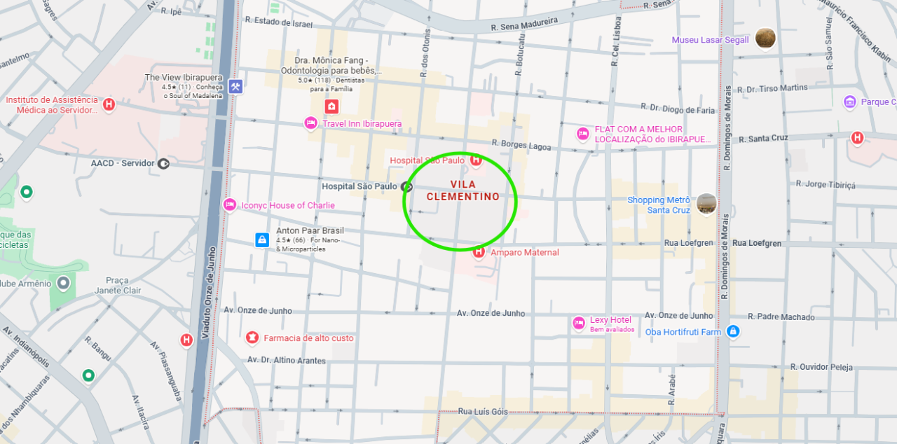 mapa da Vila Clementino