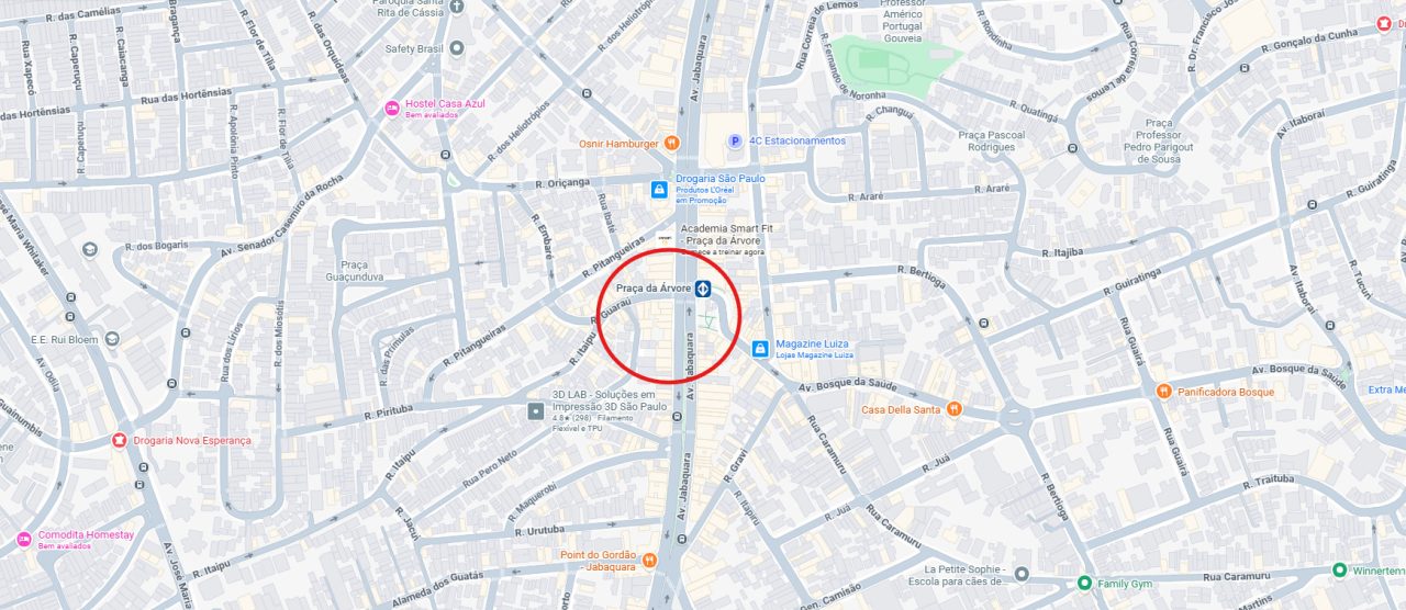 mapa Praça da Árvore